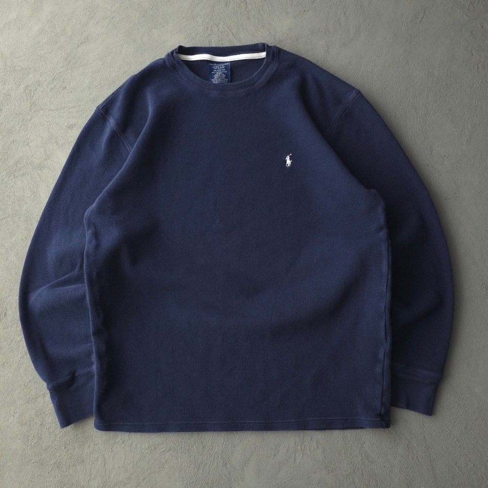 Vintage Polo Ralph Lauren Navy Thermal T-shirt 2XL Long Sleeve Pony Logo